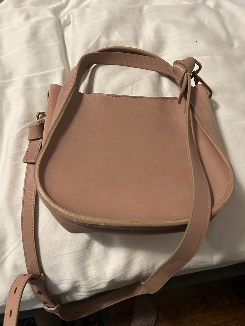 Women's Dusty Rose Leather Crossbody Tote - Unbranded